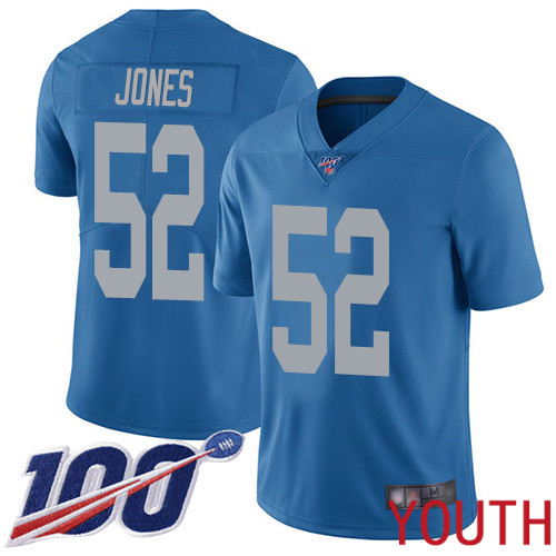 Detroit Lions Limited Blue Youth Christian Jones Alternate Jersey NFL Football #52 100th Season Vapor Untouchable->youth nfl jersey->Youth Jersey